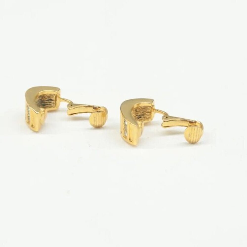 100% Authentic DIOR Gold Metal Clip-On Earrings 323-092924 - Picture 2 of 9
